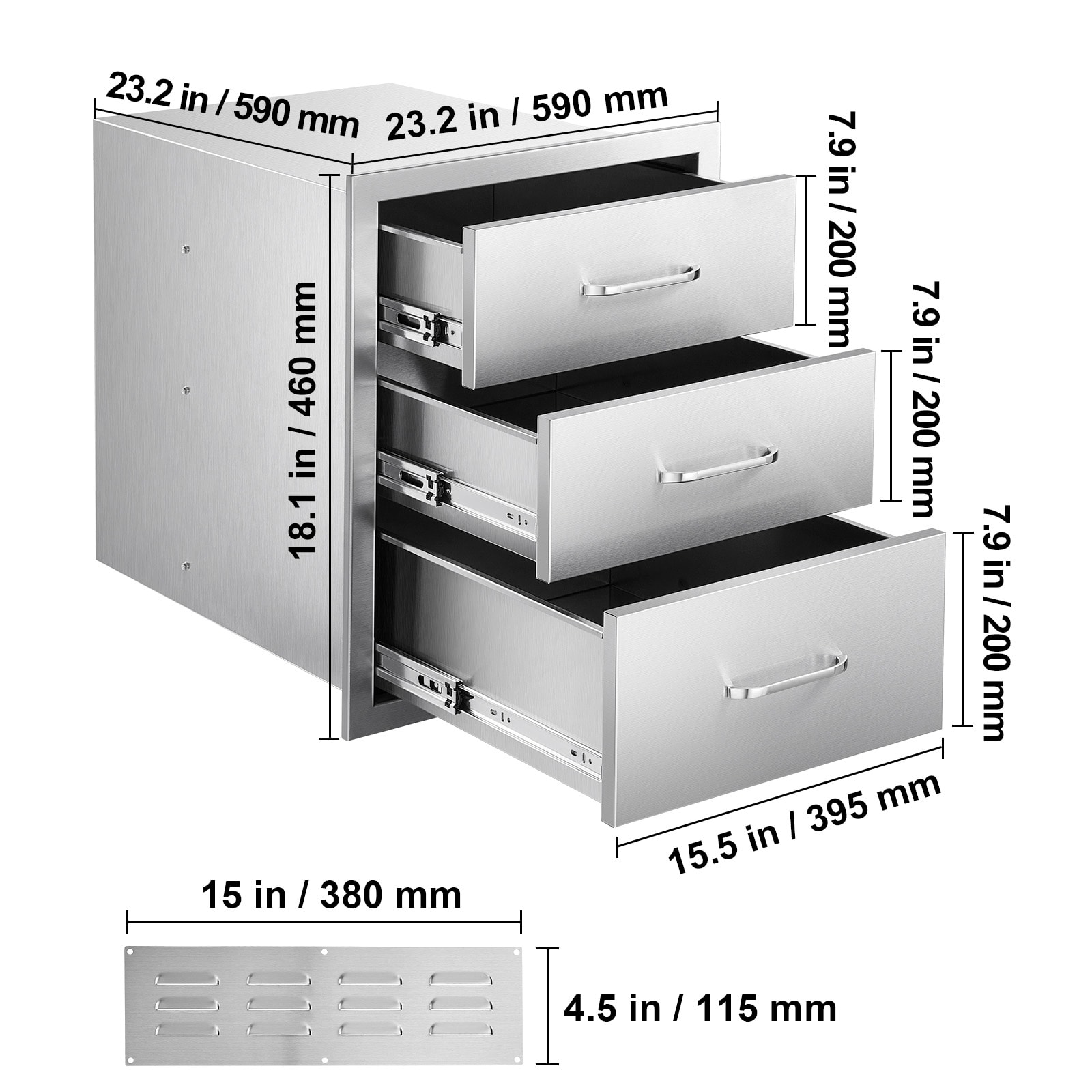Triple-access Stainless Steel Bbq Kitchen Drawers For Outdoor Grill_voghion.com